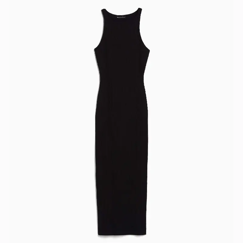 

Платье Bershka Ribbed Midi, черный