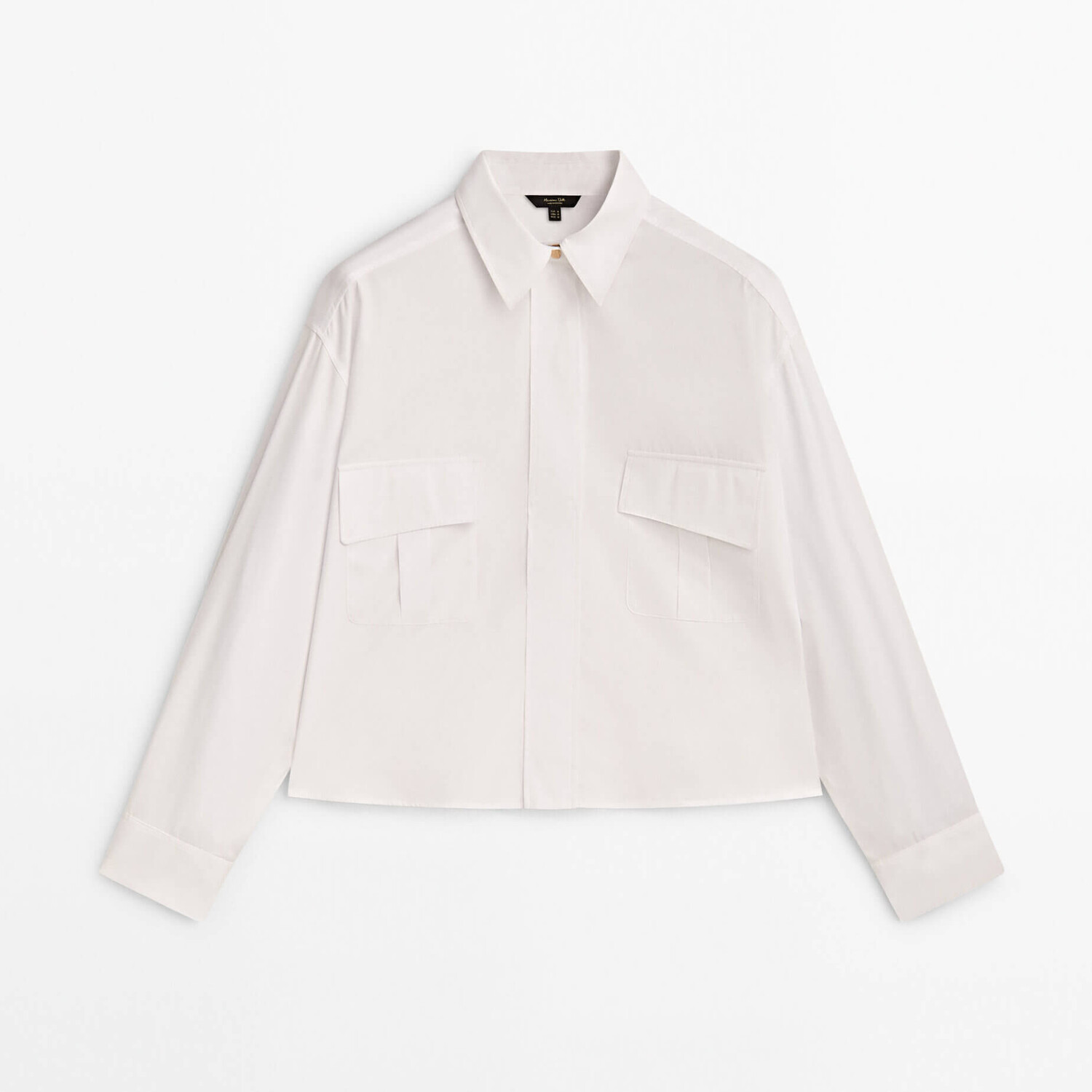 

Рубашка Massimo Dutti Cropped Poplin With Pockets, белый