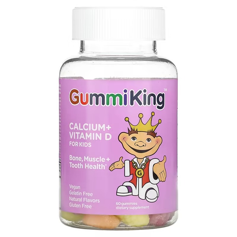 Кальций и витамин D GummiKing для детей, 60 жевательных конфет детская эхинацея с витамином с и цинком gummiking 60 жевательных конфет