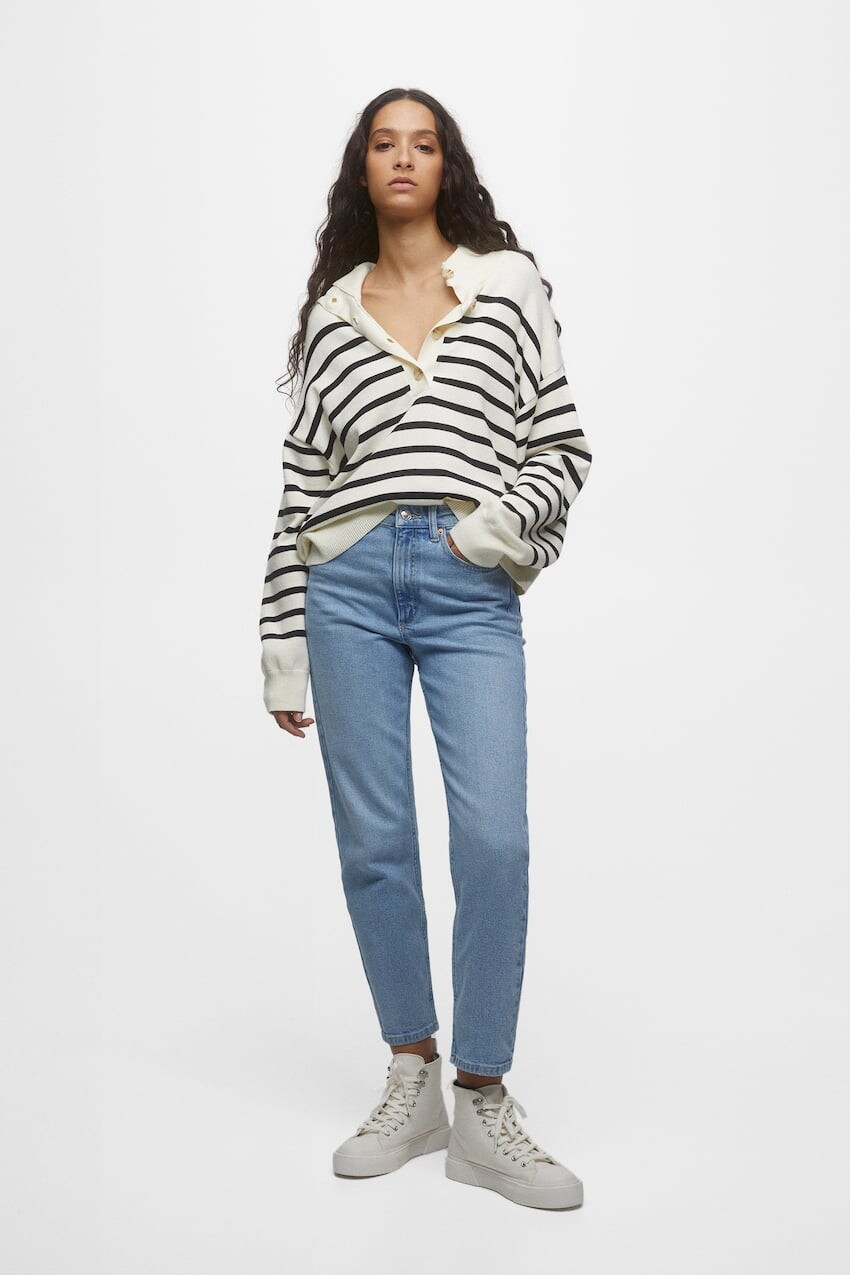 

Узкие джинсы mom fit с завышенной талией Pull&Bear