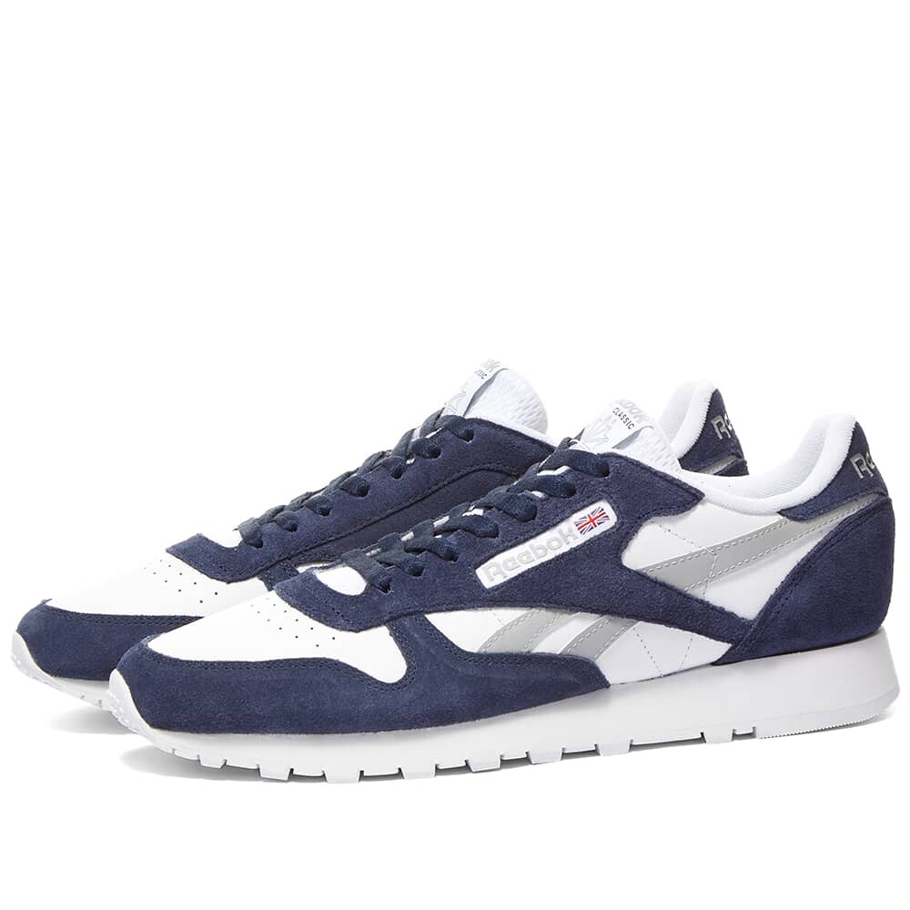 

Кроссовки Reebok Classic Leather, белый/темно-синий
