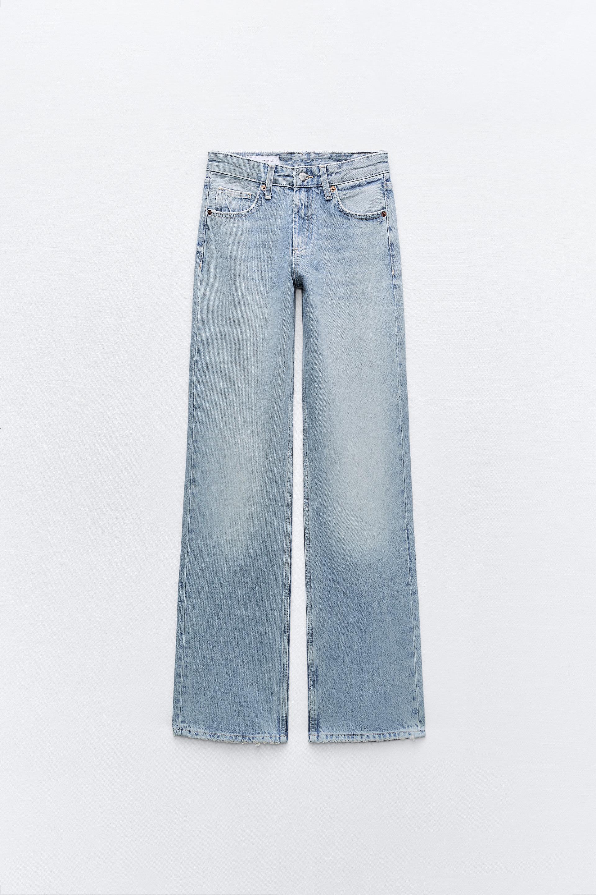 Джинсы Zara Trf Wide-leg Full Length, светло-синий джинсы zara trf wide leg full length светло серый