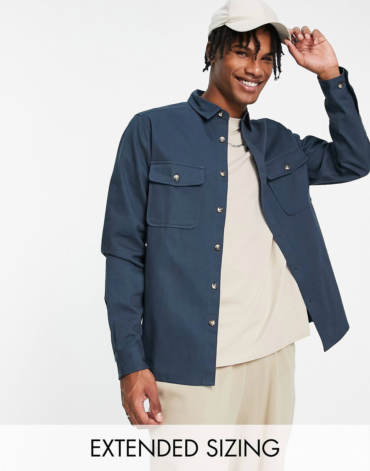 

Темно-синяя хлопковая куртка ASOS DESIGN