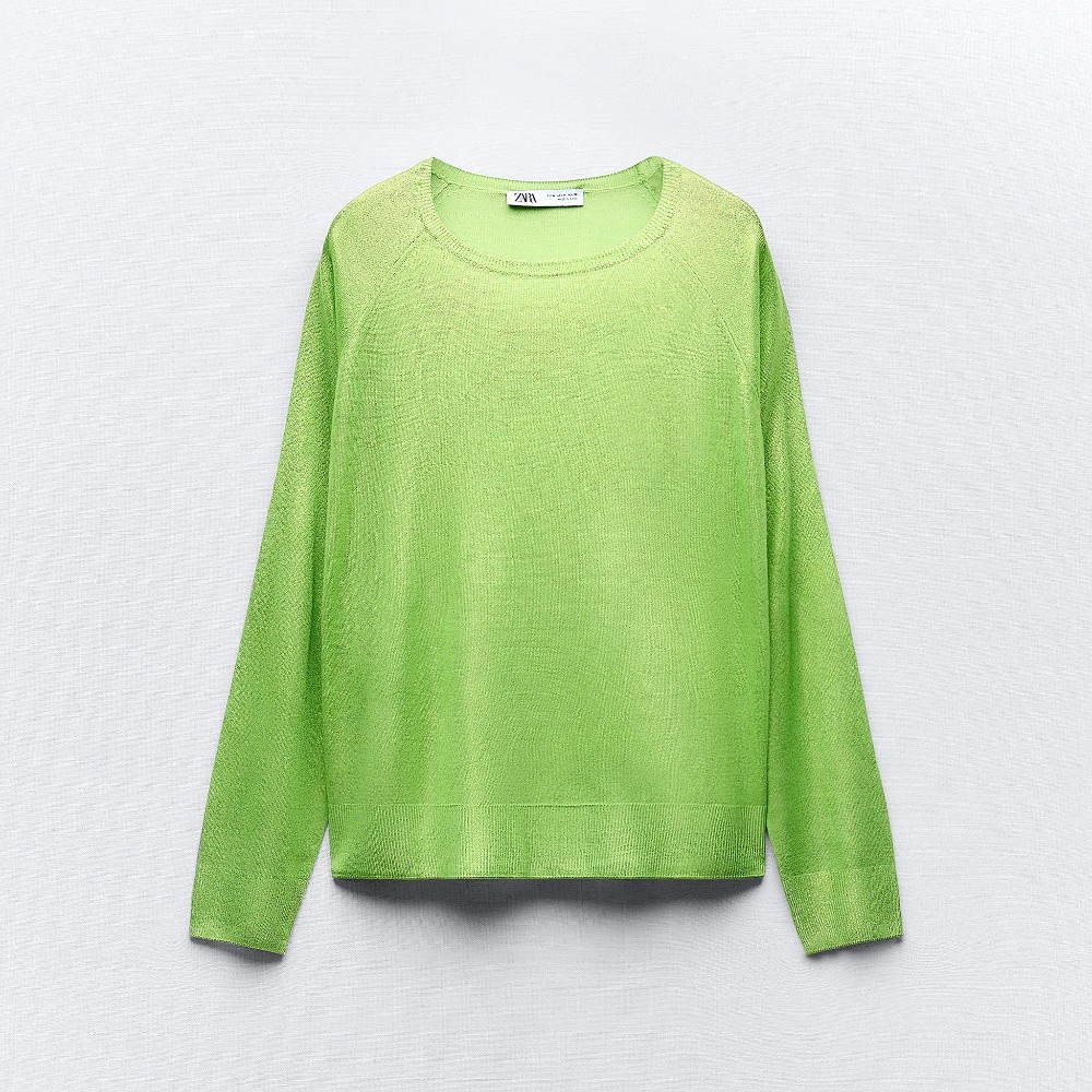 Свитер Zara Fine Knit Foil, светло-зеленый