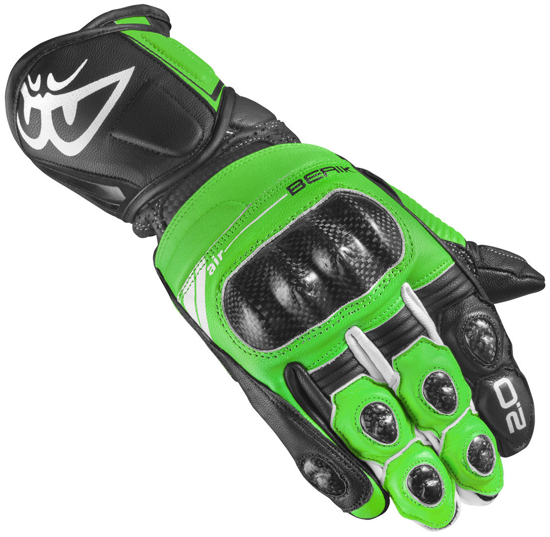 перчатки berik 2 0 st для мотоциклистов черный зеленый Мотоциклетные перчатки Berik ST-Evo с длинными манжетами, зеленый/черный