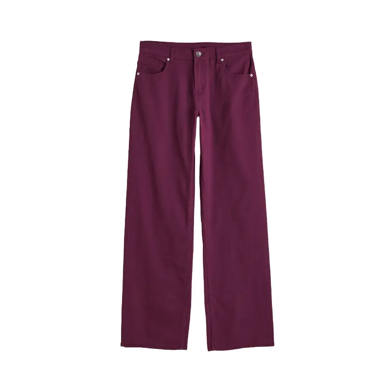 

Брюки H&M Wide-leg Twill, сливовый