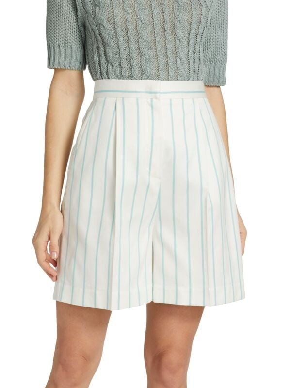 

Хлопковые шелковые плиссированные шорты zampino в полоску Max Mara White