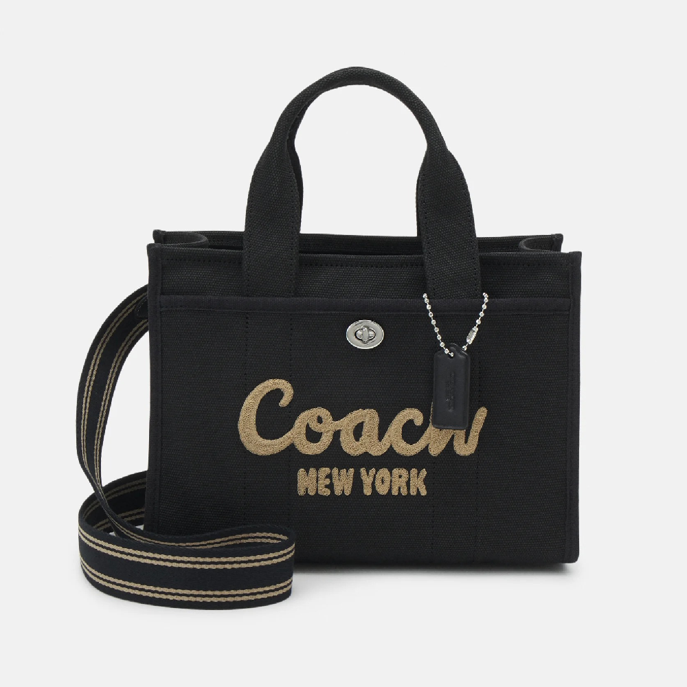 Сумка Coach, черный холщовая сумка тоут со съемным ремешком и вышитым логотипом coach цвет lh light peach