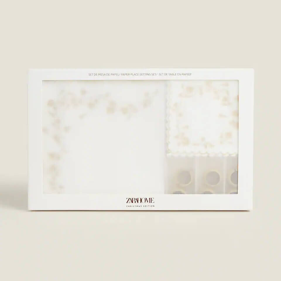 

Набор для сервировки стола Zara Home Christmas Branches Paper, 60 предметов, белый/золотой