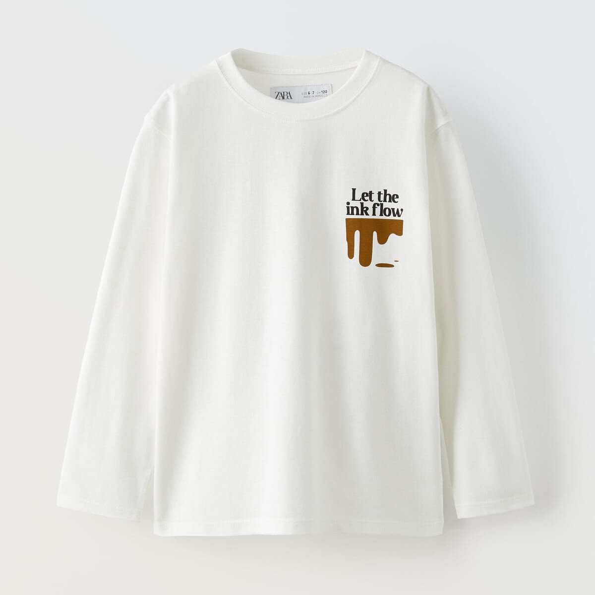 

Лонгслив Zara Flock Print, слоновая кость