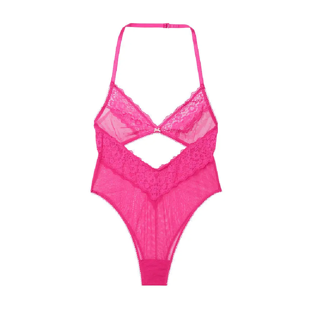 

Боди Victoria's Secret Very Sexy Lace & Mesh Cutout, розовый