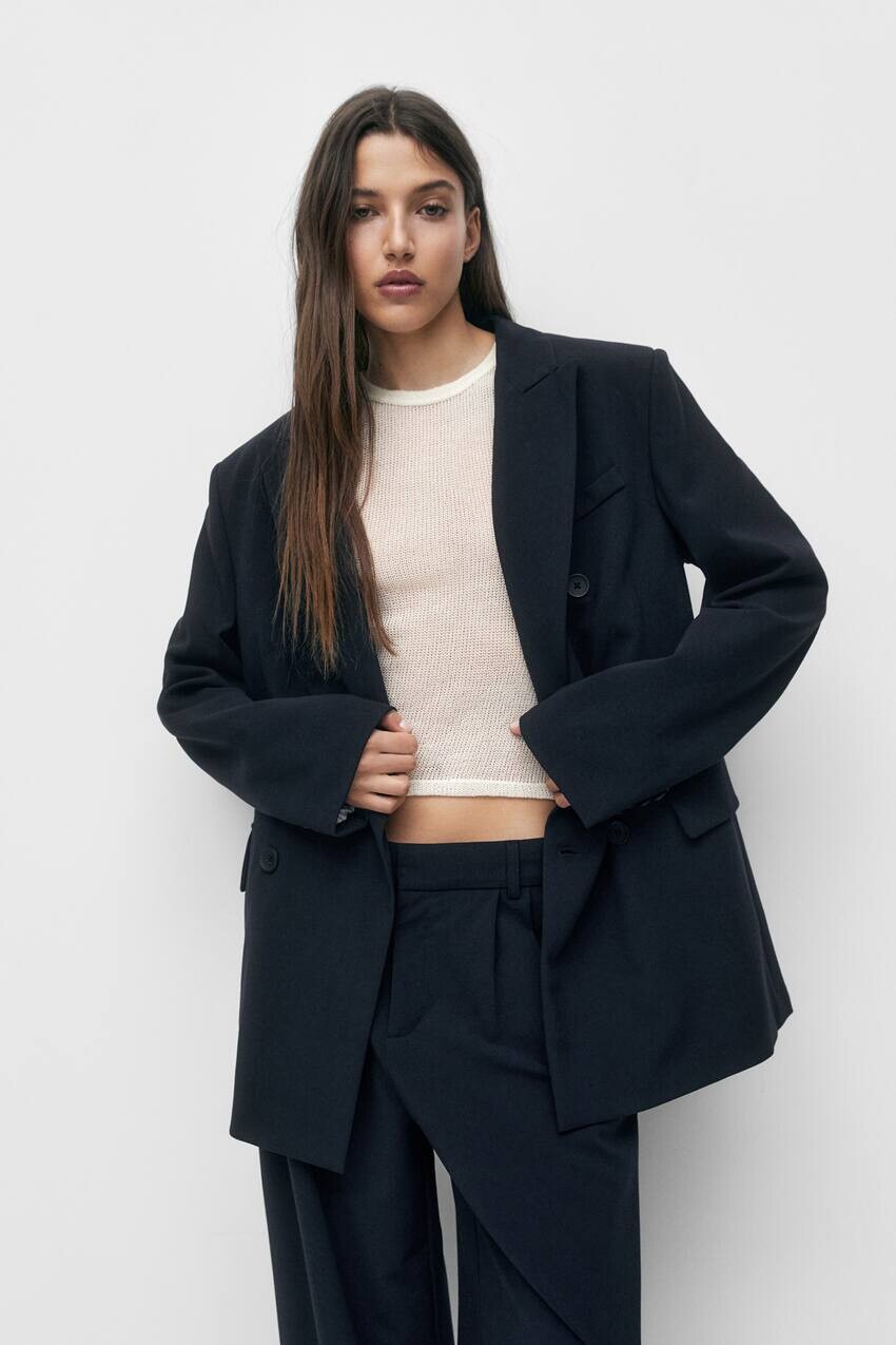 

Двубортный блейзер - лимитированная серия Pull&Bear, военно-морской