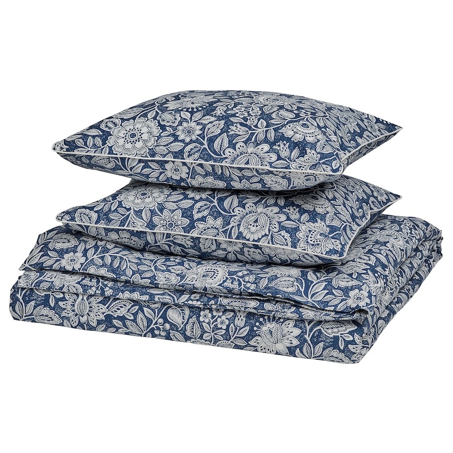 Комплект белья Ikea Glesstarr Sheet and pillowcase with elastic band, 240x220/50x60 см ткань плательно блузочная bibliotex шелк 100% на темно синем фоне белый горошек италия 0 5 м ширина 143 см