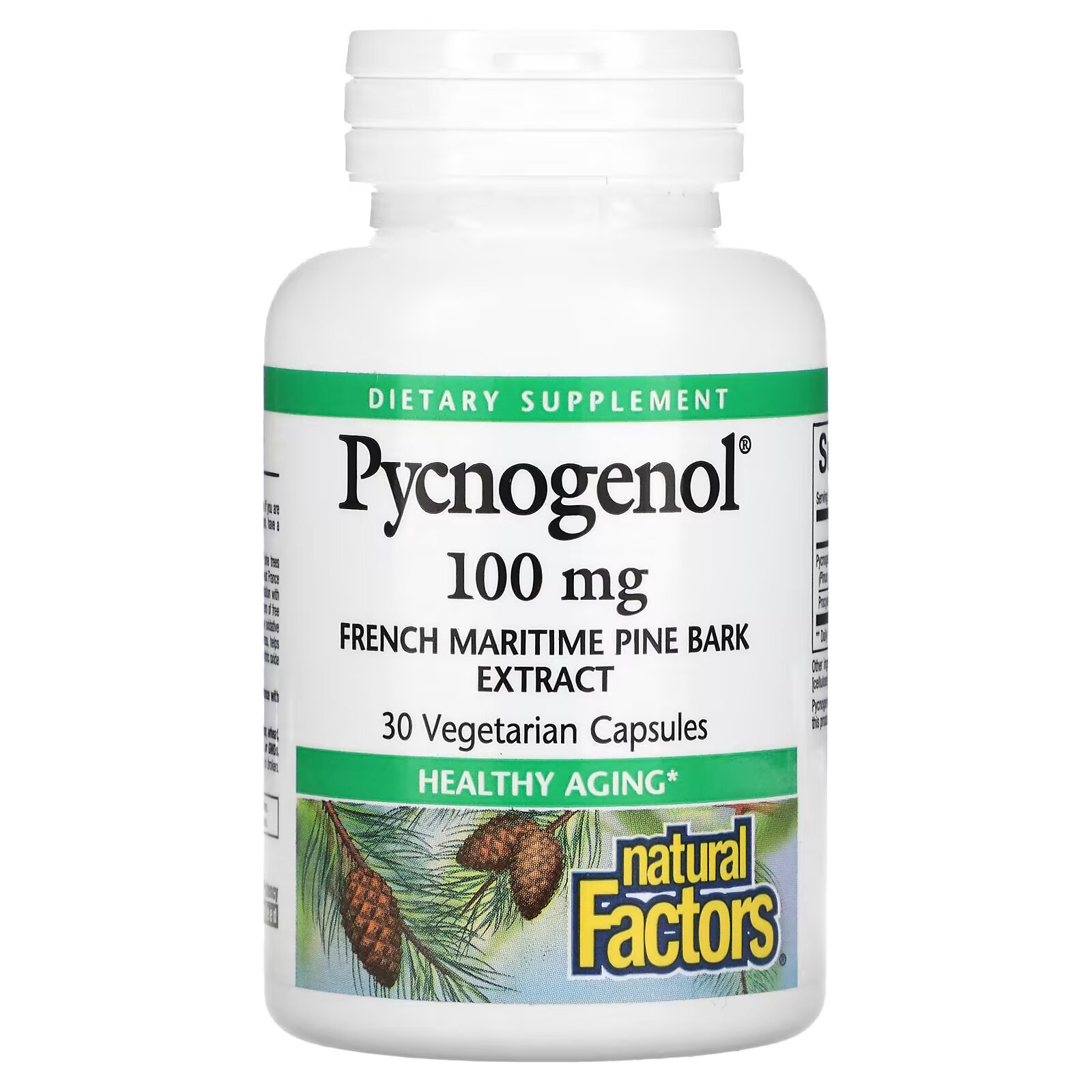 Natural Factors, Pycnogenol, 100 мг, 30 вегетарианских капсул natural factors наттокиназа 100 мг 60 вегетарианских капсул