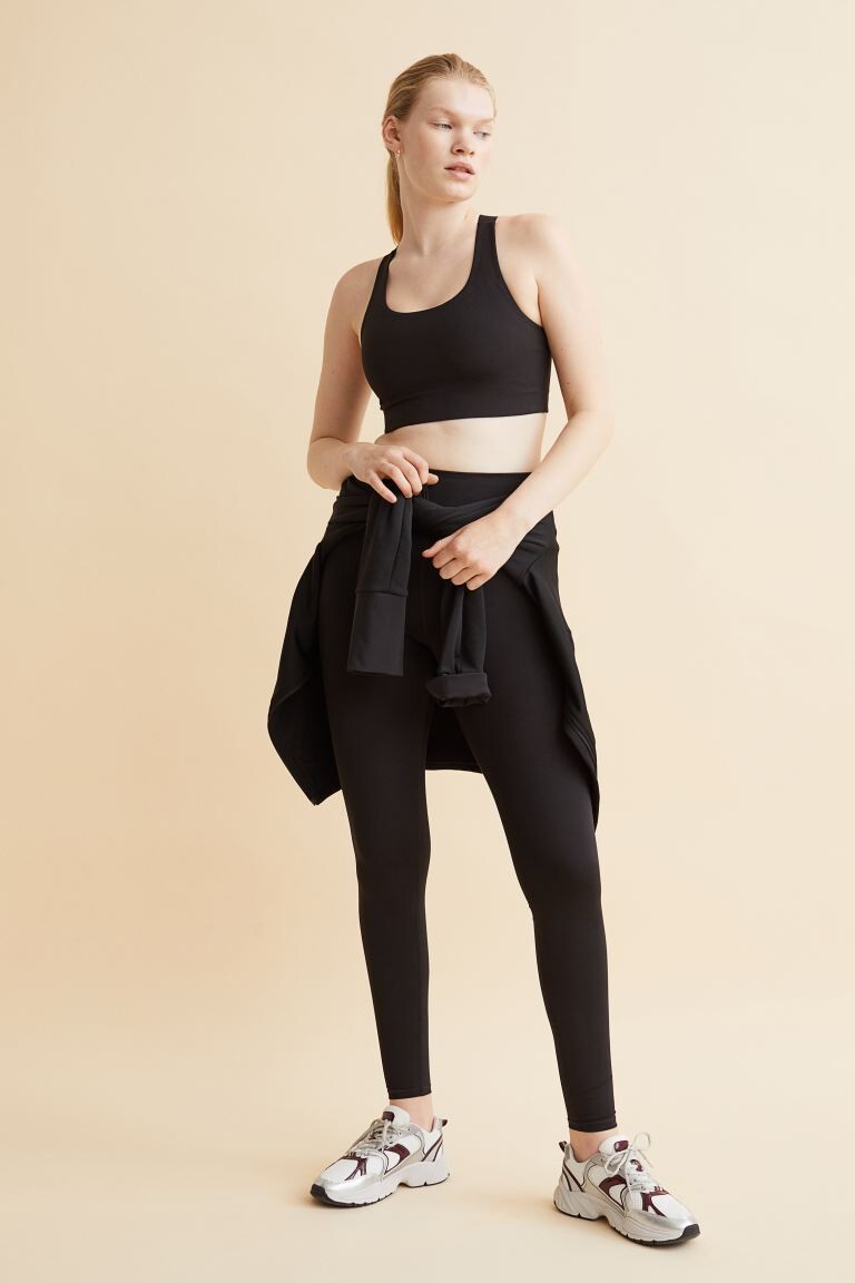 

Тренировочные леггинсы с высокой талией H&M, черный