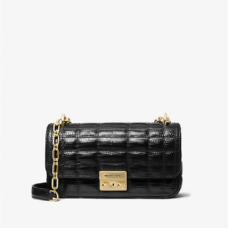 

Сумка-клатч Michael Michael Kors Tribeca Small Quilted Lizard Embossed Leather Shoulder, черный