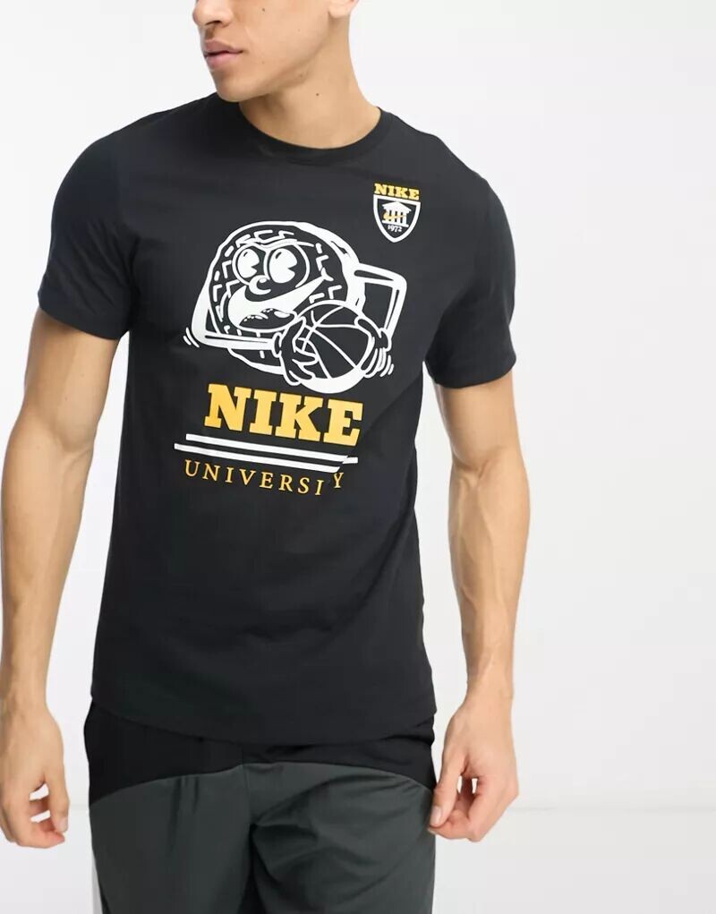 

Черная футболка с принтом Nike University