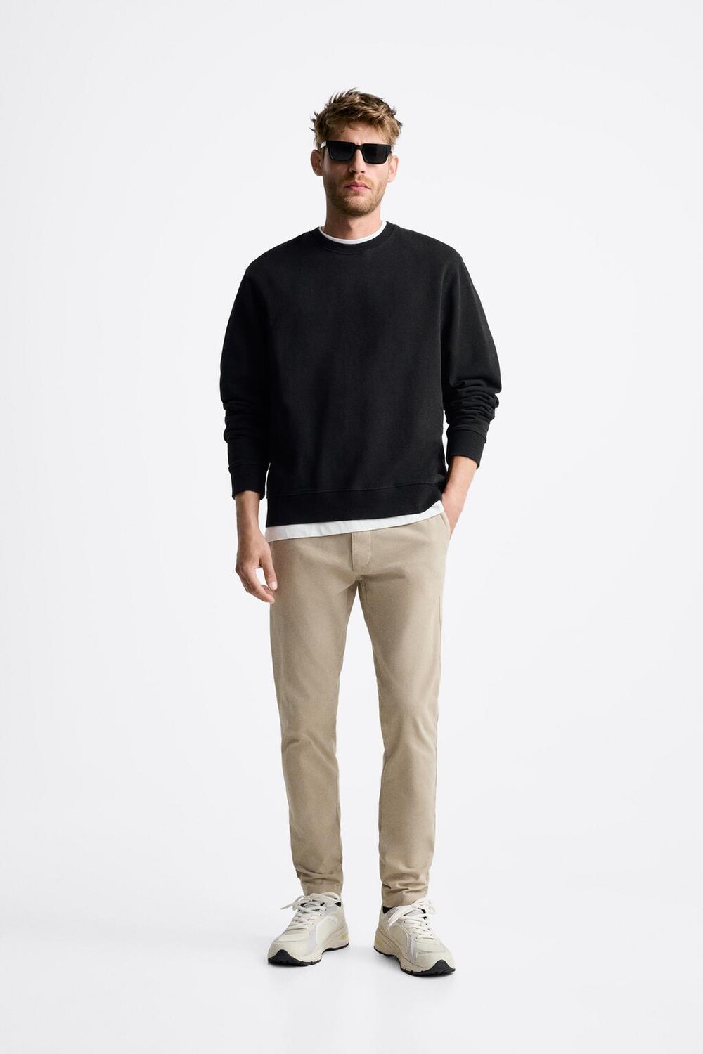 

Хлопковые чиносы ZARA, бежевый
