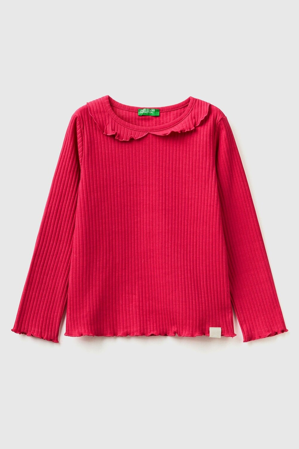 

Розовый топ в рубчик с длинными рукавами Benetton, розовый