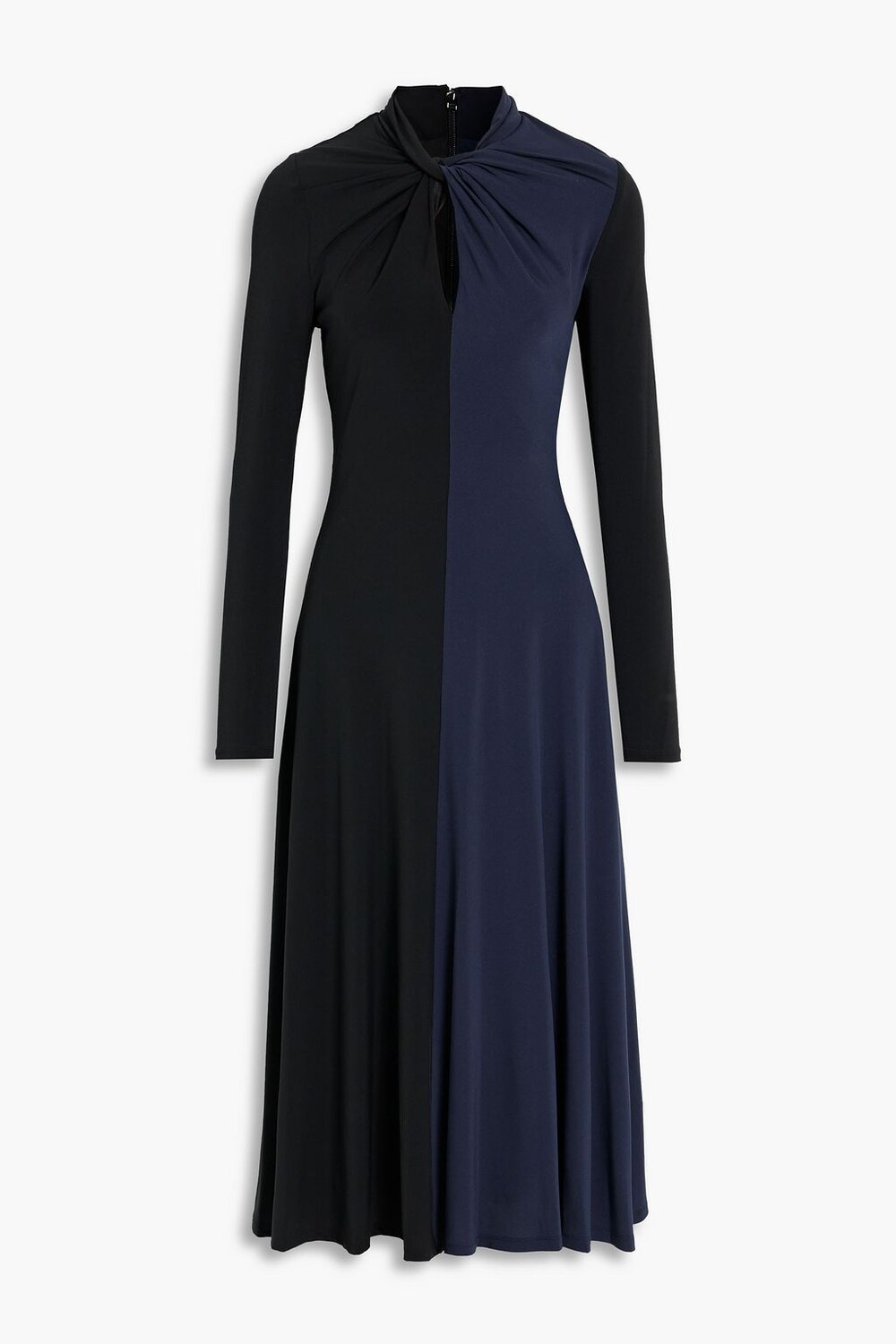 

Двухцветное платье миди Adelina из эластичного джерси HALSTON, черный