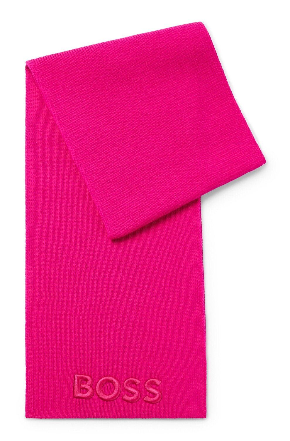 

Шарф Boss Ribbed In Virgin Wool With Tonal Embroidered Logo, розовый