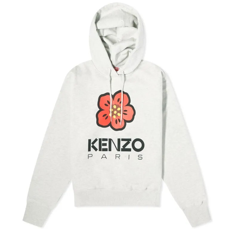 

Классическая худи kenzo с большим цветочным логотипом, бледно-серый