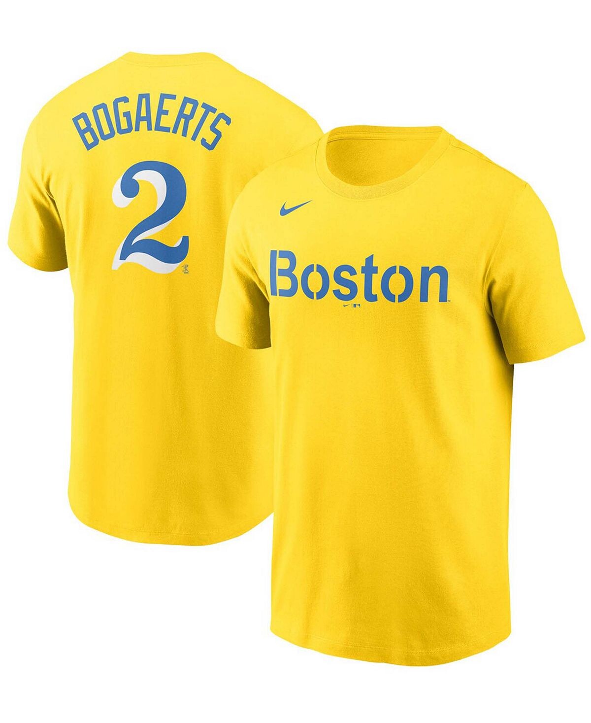 

Мужская футболка xander bogaerts gold/light blue boston red sox 2021 city connect name & number Nike