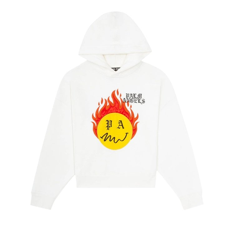 Худи Palm Angels Burning Head Hoodie 'Brillant White/Yellow', белый - фото