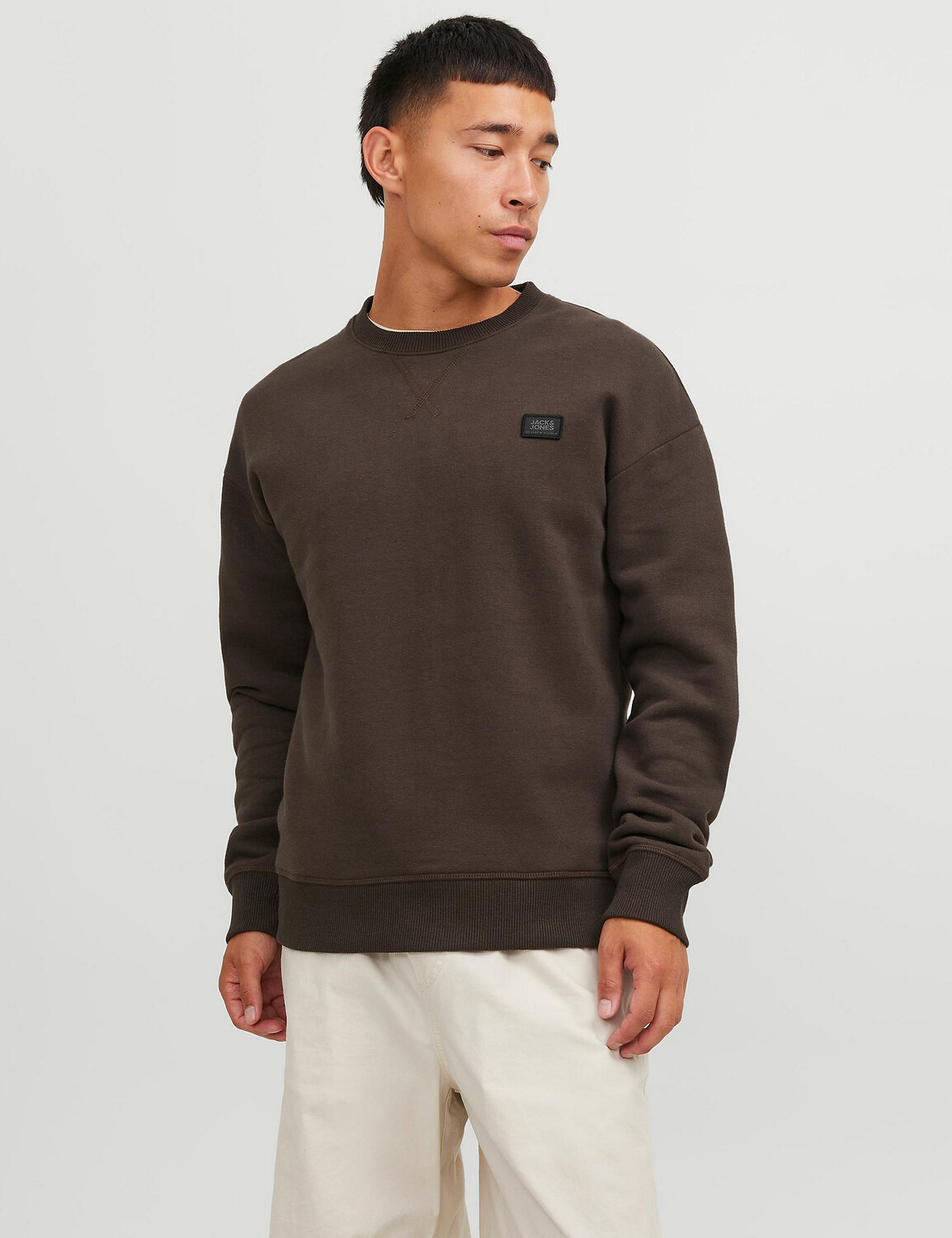 

Хлопковая толстовка с круглым вырезом JACK & JONES, коричневый
