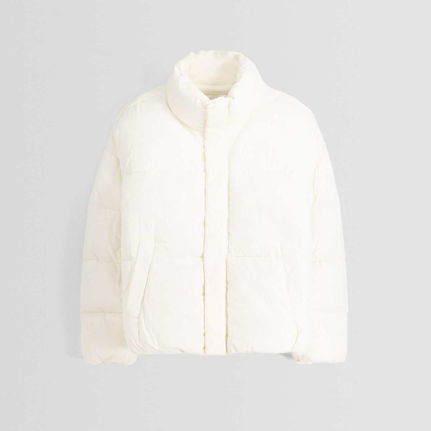 

Куртка Bershka Puffer, кремовый, Бежевый
