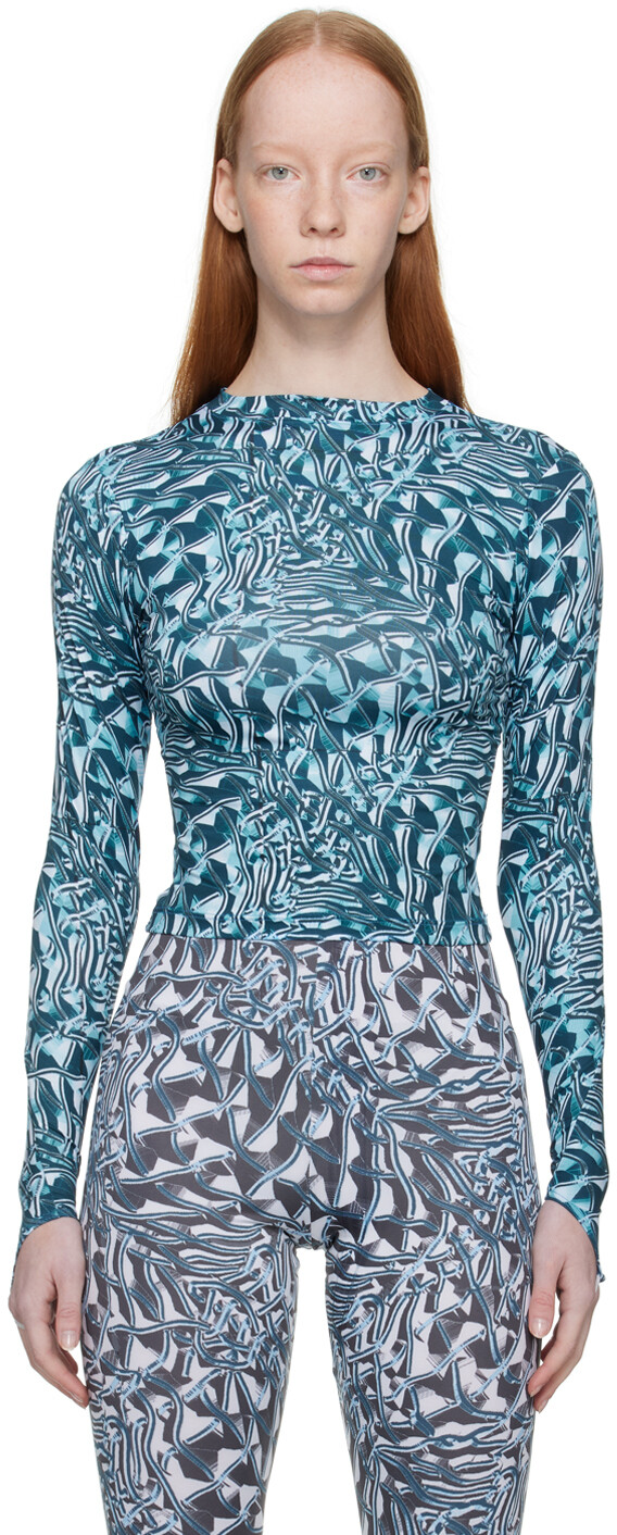

Эксклюзивная синяя футболка с длинным рукавом SSENSE Body Shop Maisie Wilen, Синий