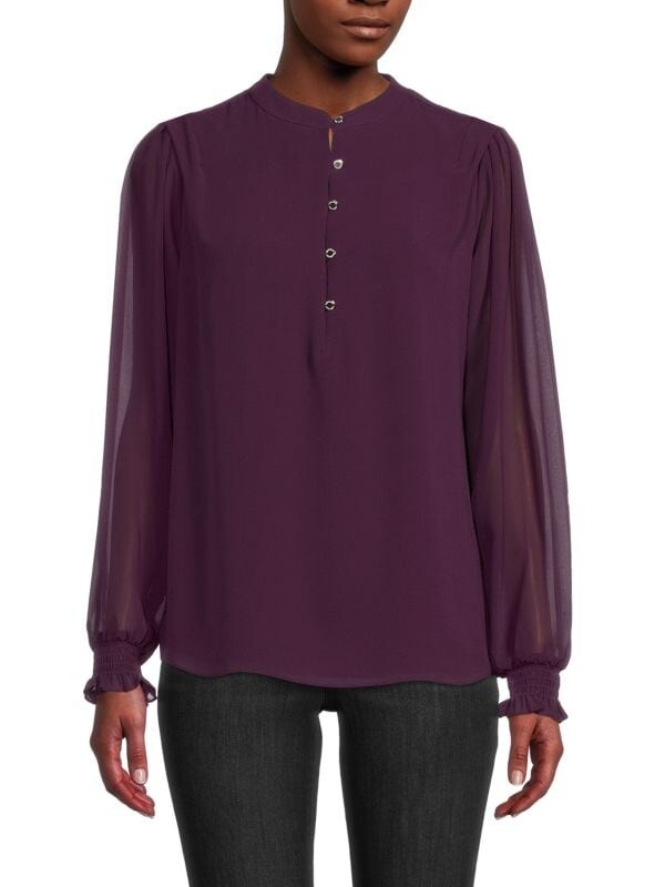

Блузка Calvin Klein с объемными рукавами, aubergine