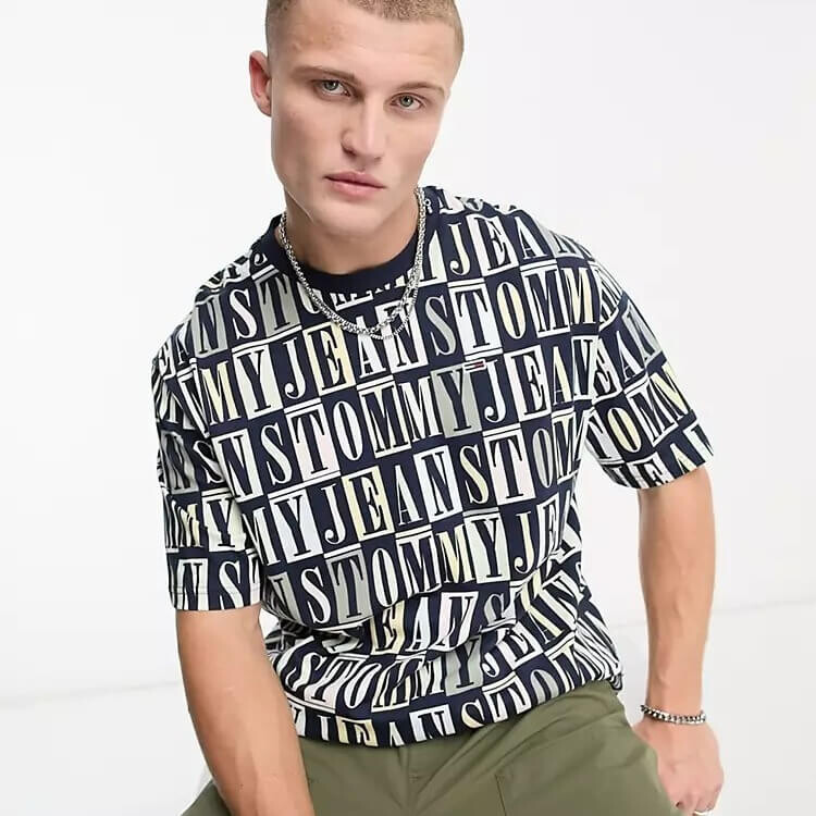 Футболка с логотипом Tommy Jeans Oversized Graphic All Over, черный/мультиколор