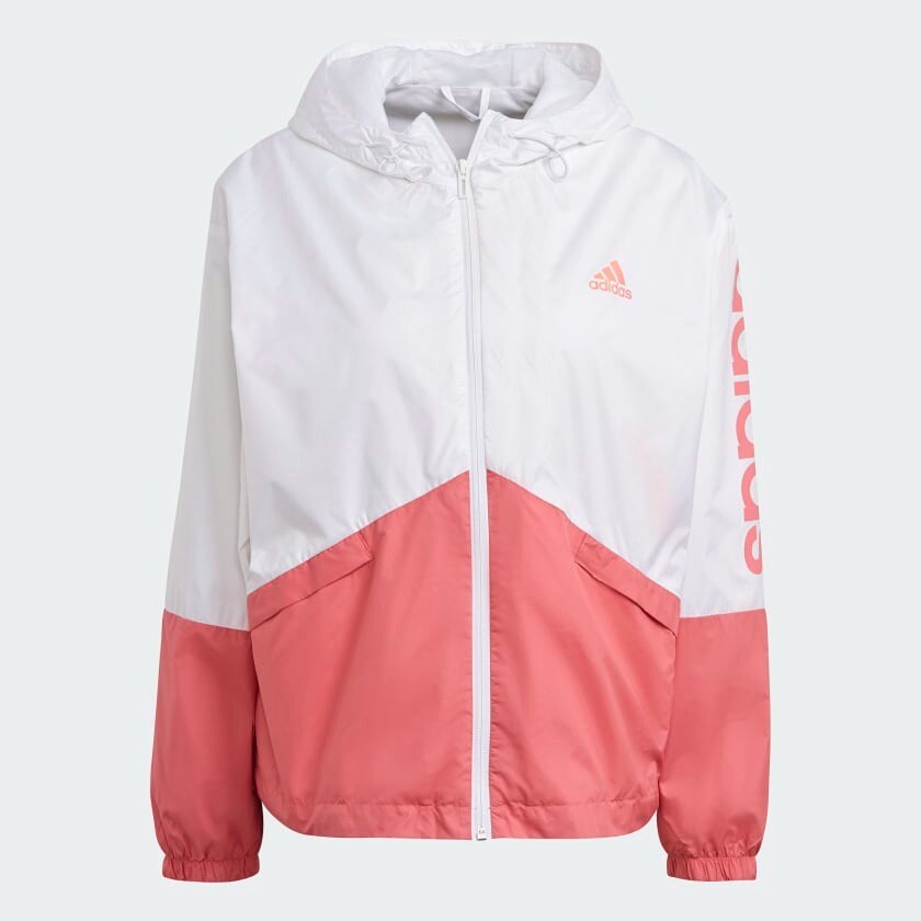 

Ветровка Adidas Sportswear Essentials Oversize Logo, белый/розовый