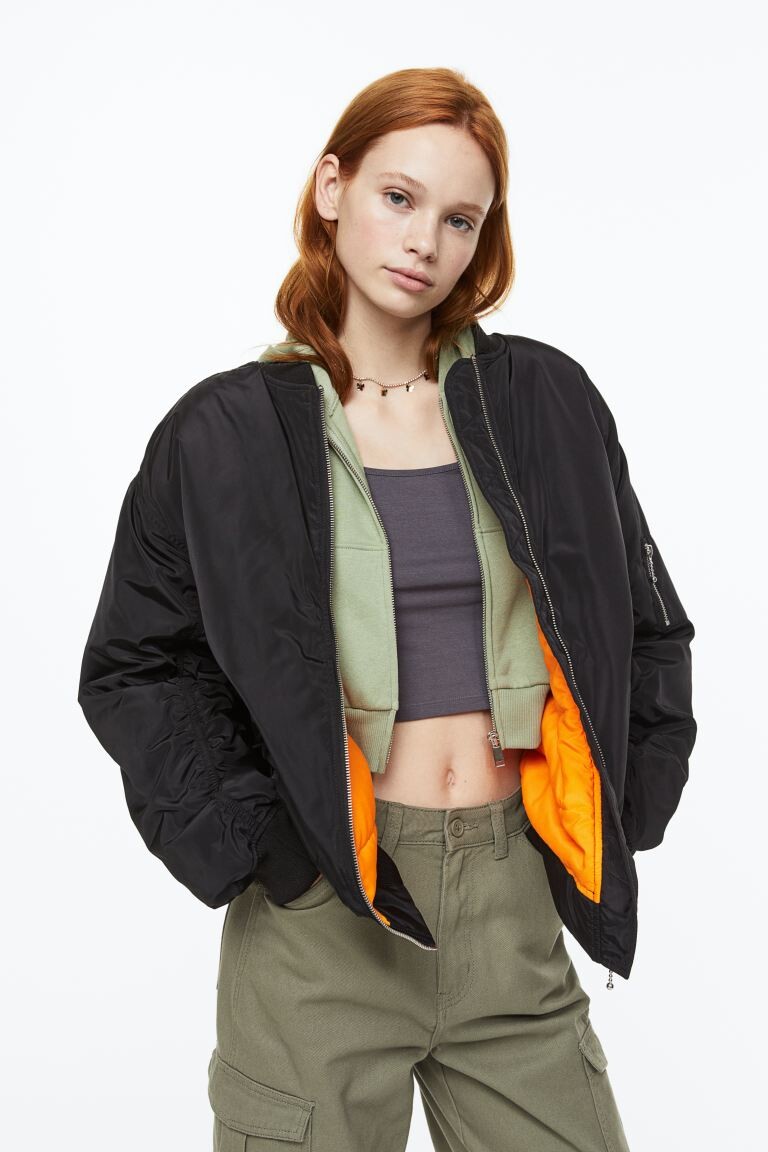 

Утепленная куртка-бомбер H&M, черный