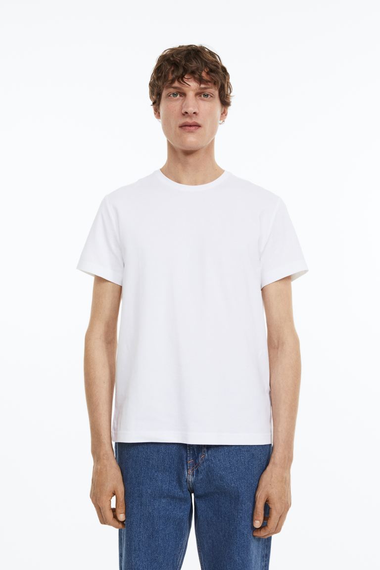 Приталенная футболка с круглым вырезом H&M, белый футболка h