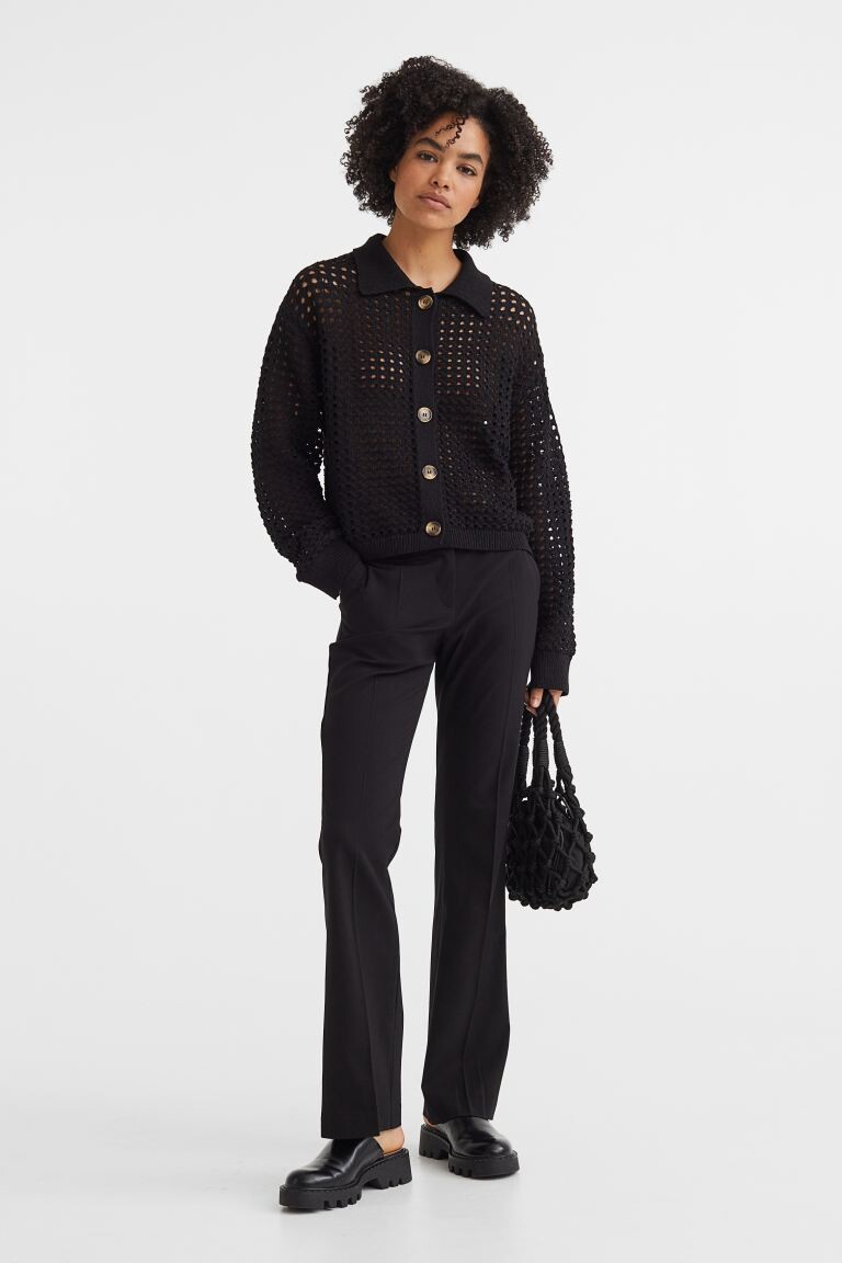 

Расклешенные брюки со складками H&M, черный