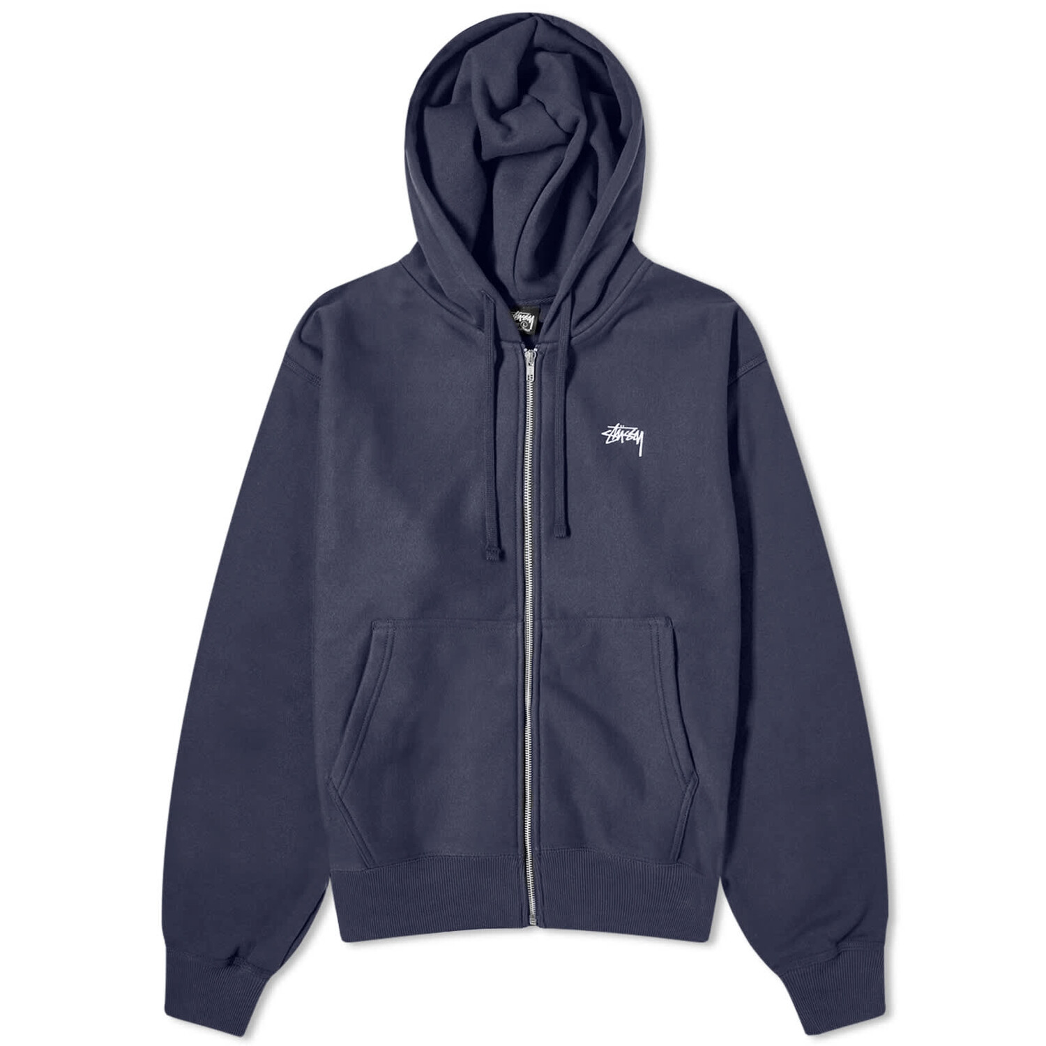 

Толстовка Stussy Stock Logo Zip Washed, темно-синий