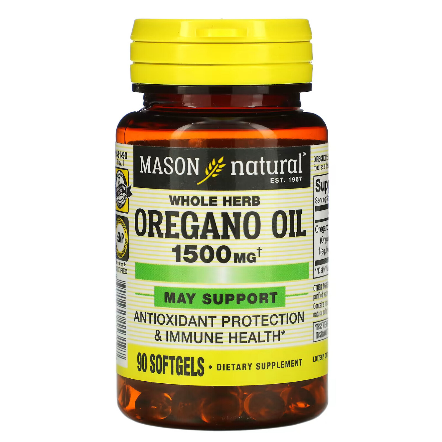 Заказать Масло орегано Mason Natural из цельных трав, 1500 мг, 90 ...
