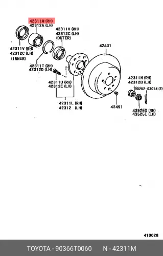 Подшипник ступицы колеса 90366T0060 TOYOTA LEXUS подшипник ступицы заднего eheel dac306342 3063 вт dac30630042 для cfmoto quad cf500 модель dac3063w подшипник atv utv запчасти 30499 03081