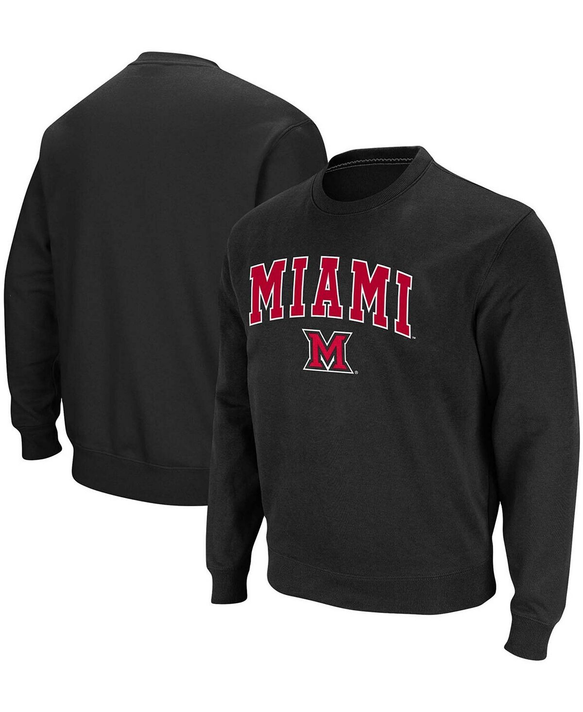 

Мужская черная футболка из твила с логотипом университета майами redhawks arch tackle pullover sweatshirt Colosseum, черный