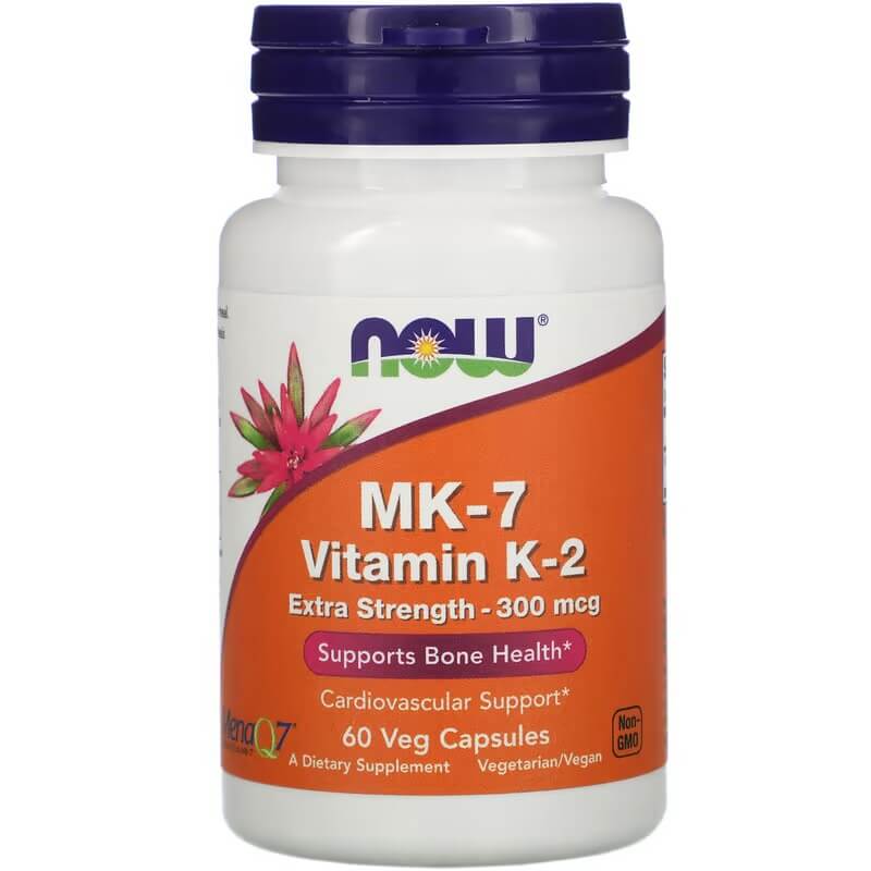 MK-7 с витамином K-2 NOW Foods 300 мкг, 60 капсул menaq7 витамин k 2 now foods 300 мкг 60 капсул