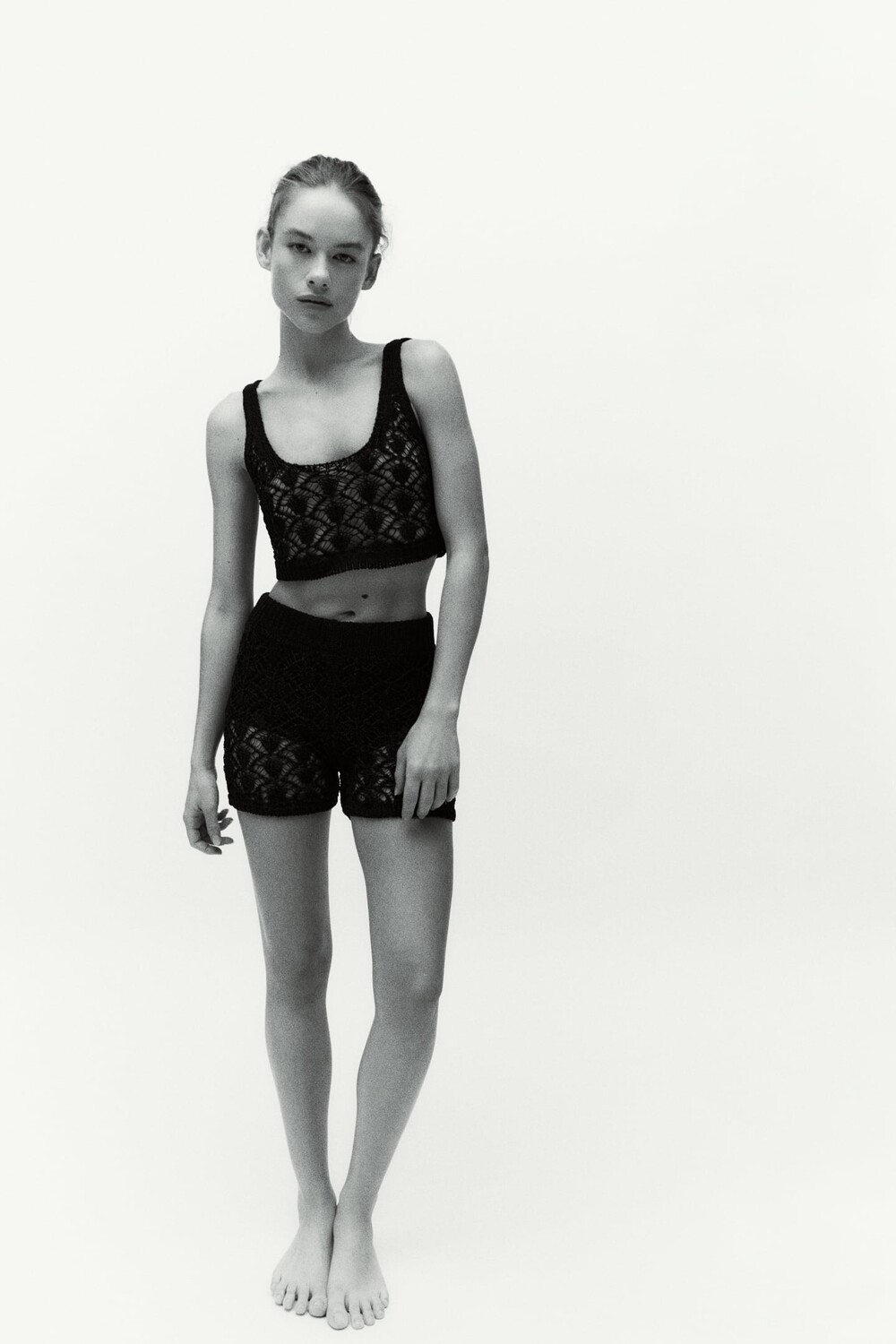 

Открытый трикотажный топ ZARA, черный