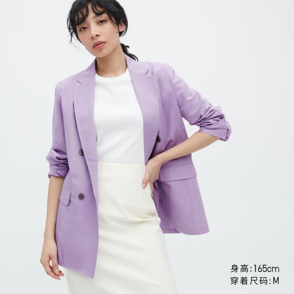 

Пиджак повседневный Uniqlo with drapery, пурпурный, Фиолетовый