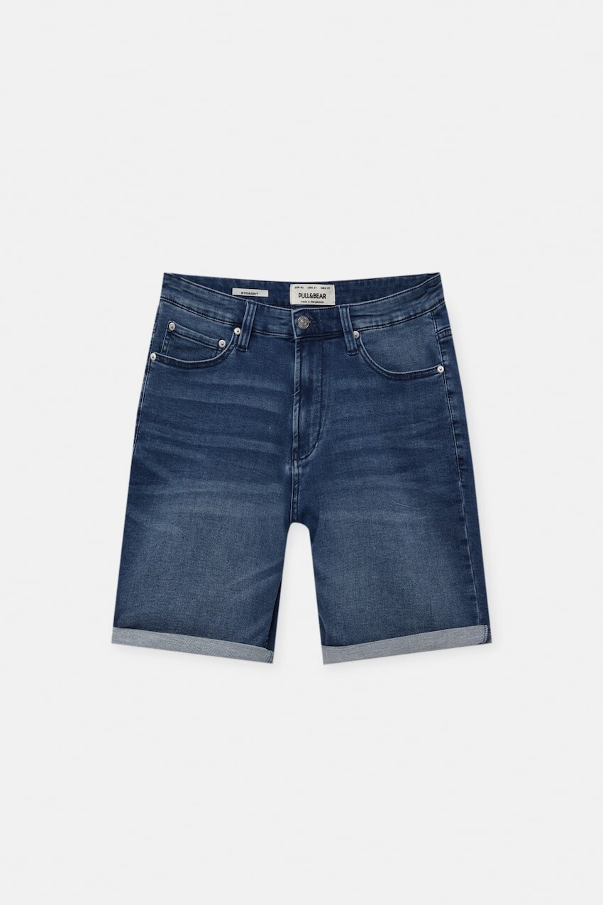 

Шорты-бермуды из выцветшего денима Pull&Bear, синий