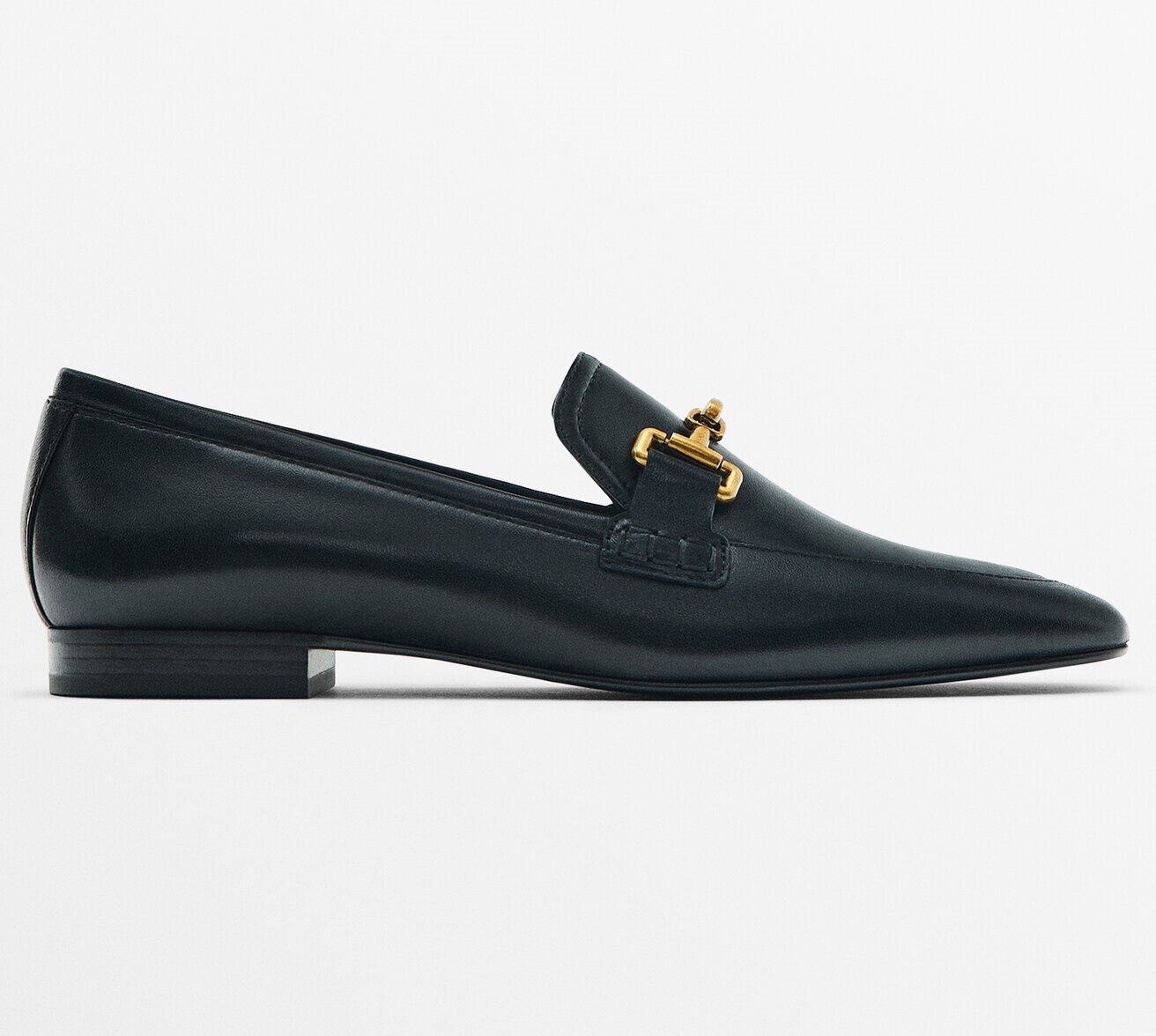 

Лоферы Massimo Dutti Leather With Buckle, черный