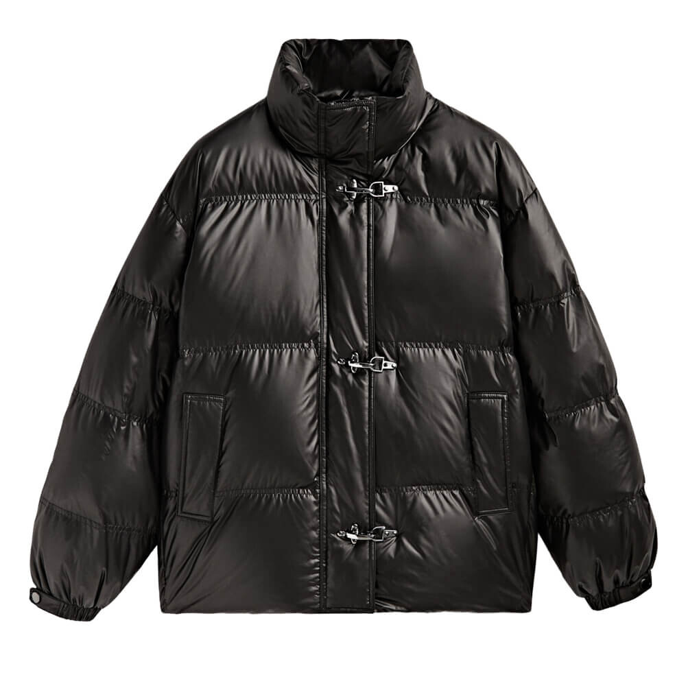 

Короткий пуховик Massimo Dutti Down And Feather Filling, черный