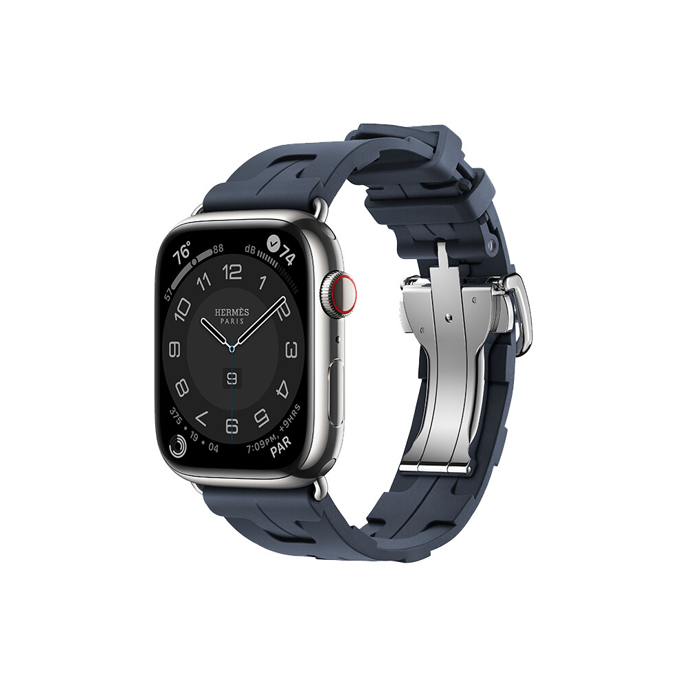 

Умные часы Apple Watch Series 9 Hermes (GPS + Cellular), 45мм, Silver Case/Navy Kilim Single Tour, Серебристый