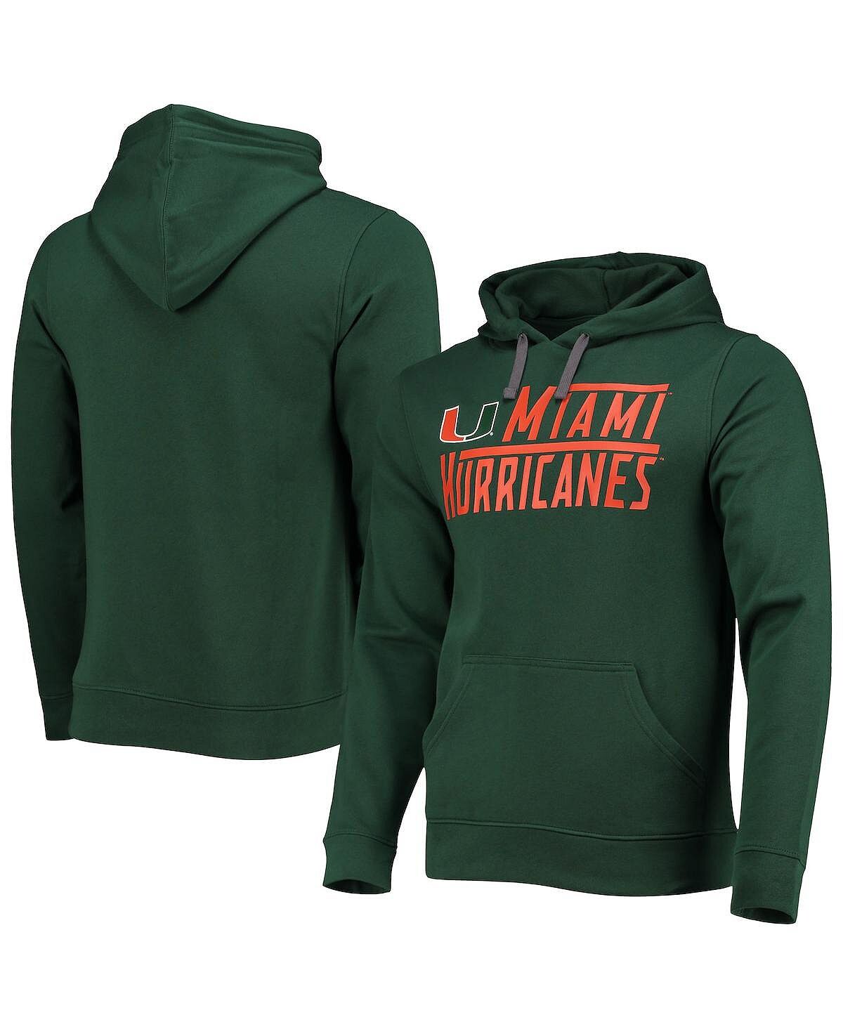 

Мужская фирменная зеленая толстовка с капюшоном miami hurricanes favorite longshot pullover Fanatics