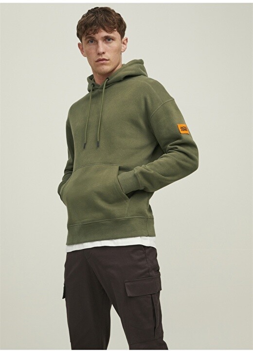 

Зеленый мужской свитшот с воротником с капюшоном Jack & Jones